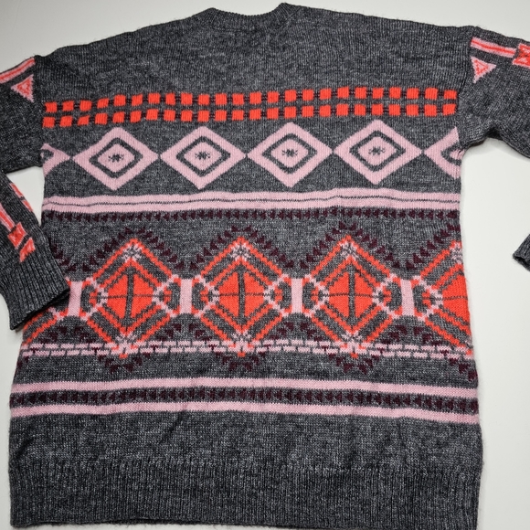 J. Crew Knit Pullover Sweater Crew Neck Geometric Print Gray Size M - Picture 13 of 16